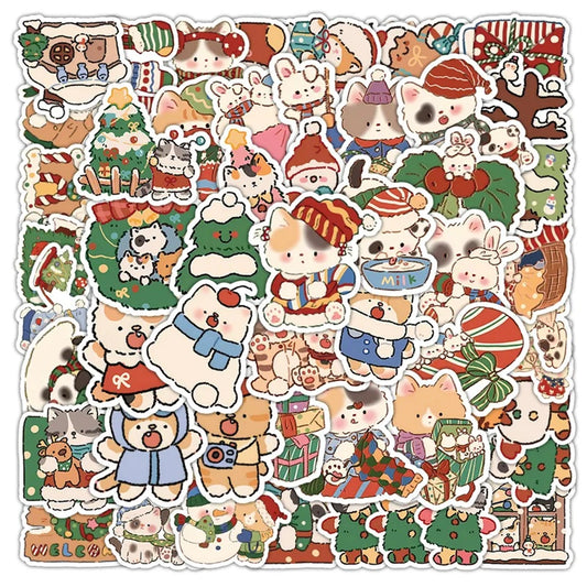 un lot de 20 stickers représentant un ou plusieurs chats autour du thème de Noël. Ils s'amusent avec les décorations de fêtes dans des scènes amusantes et rigolotes.