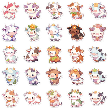 Lot de 20 stickers chibi vaches