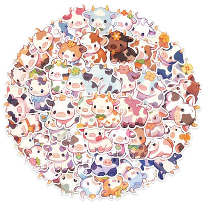 Lot de 20 stickers chibi vaches