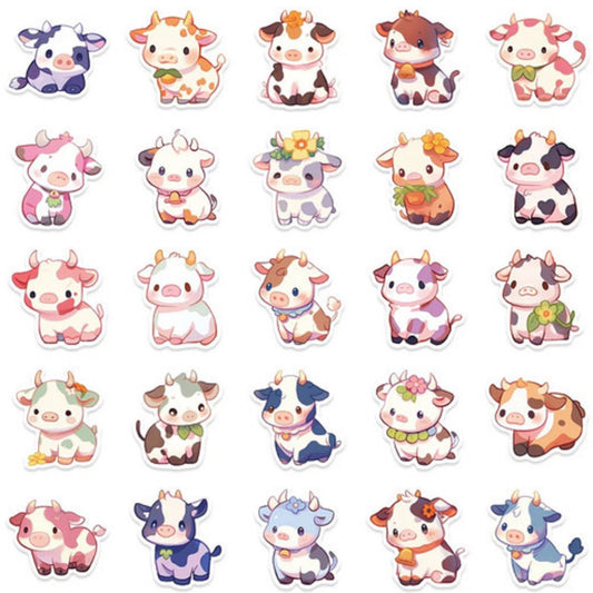 Lot de 20 stickers chibi vaches