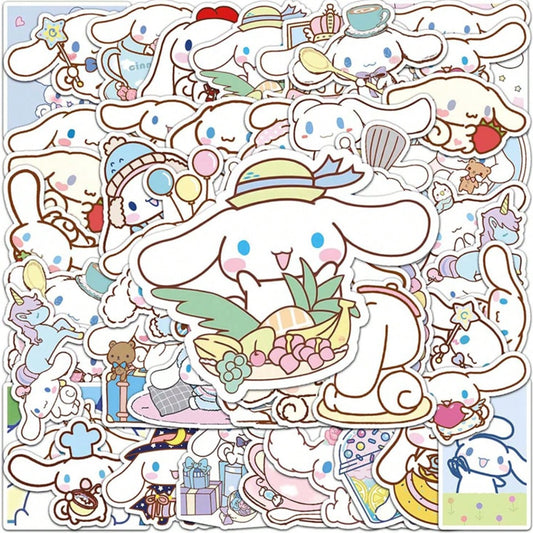 un lot de 20 stickers inspirés de Cinnamoroll. Couleurs bleus pastels et design ultra mignon