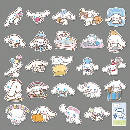 un lot de 20 stickers inspirés de Cinnamoroll. Couleurs bleus pastels et design ultra mignon