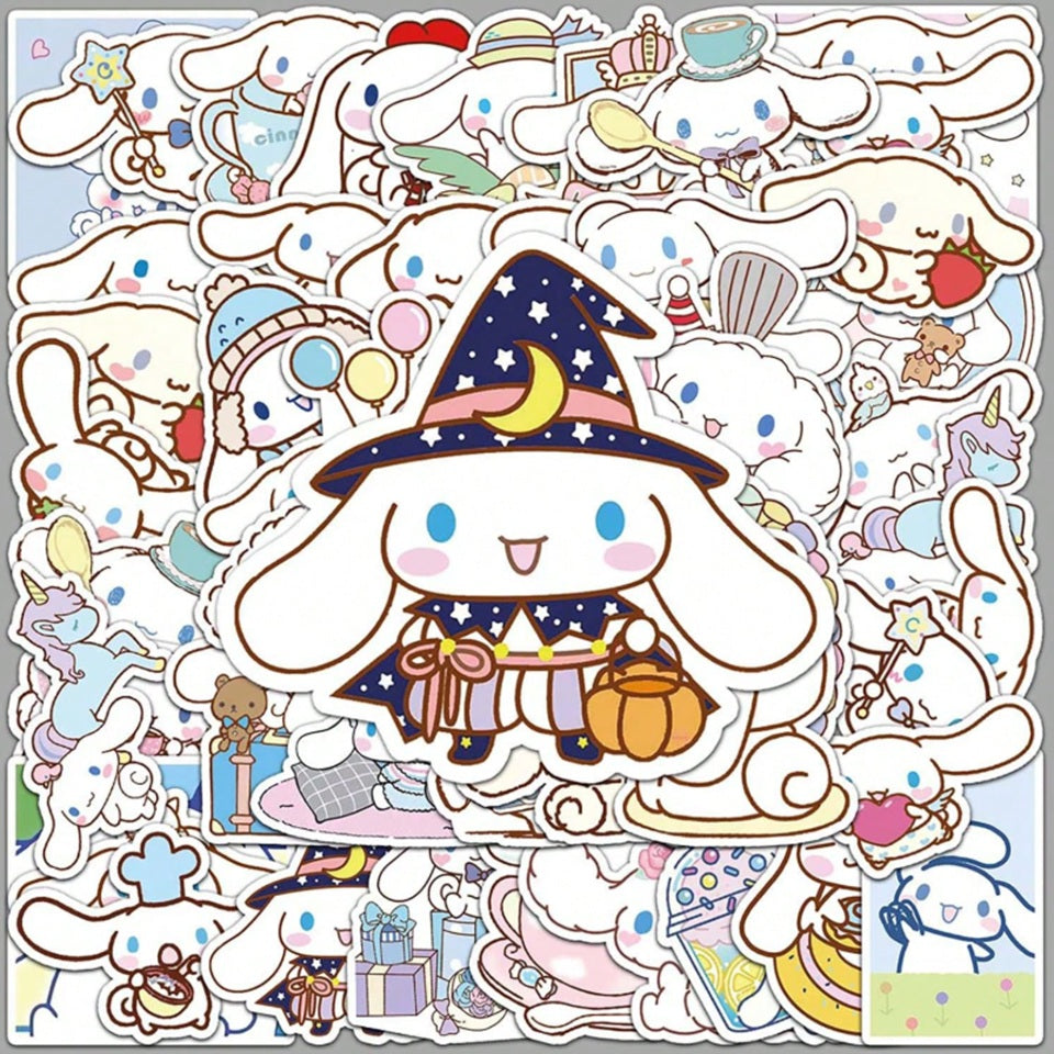 un lot de 20 stickers inspirés de Cinnamoroll. Couleurs bleus pastels et design ultra mignon