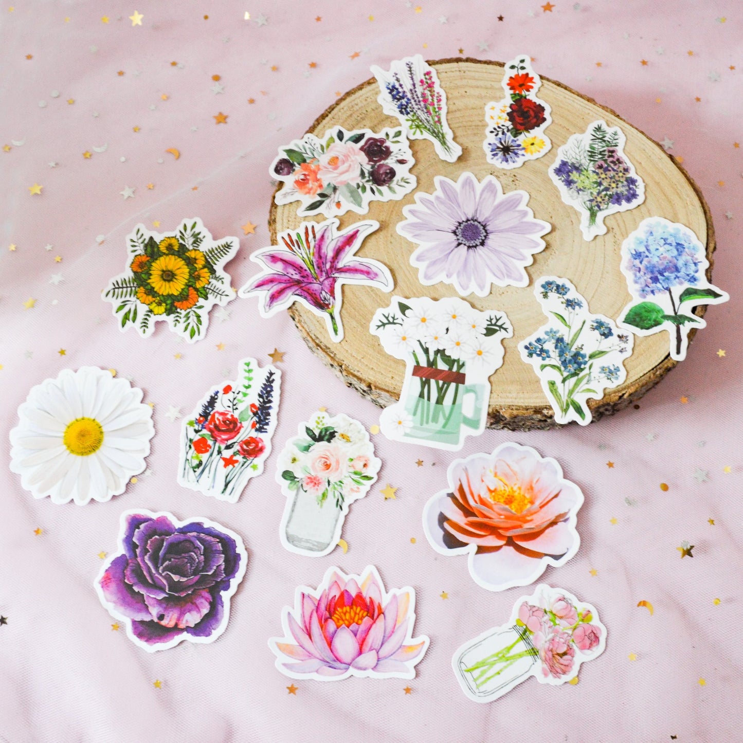 Lot de 20 stickers fleurs