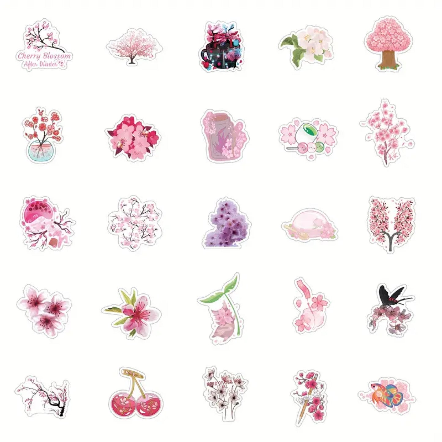 Lot de 20 stickers sakura