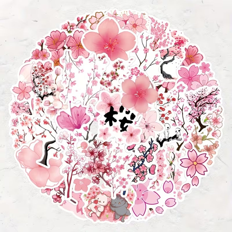 des stickers en forme de fleurs de sakura roses, poétiques et pleins de symbolique