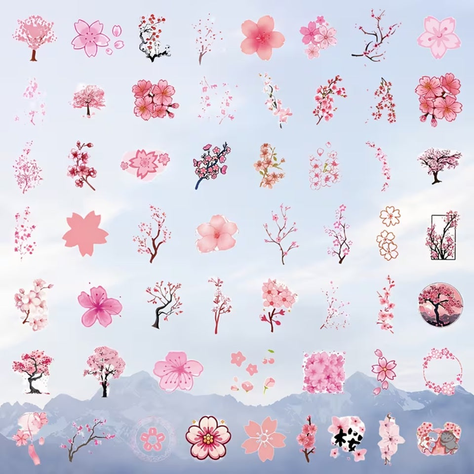 des stickers en forme de fleurs de sakura roses, poétiques et pleins de symbolique