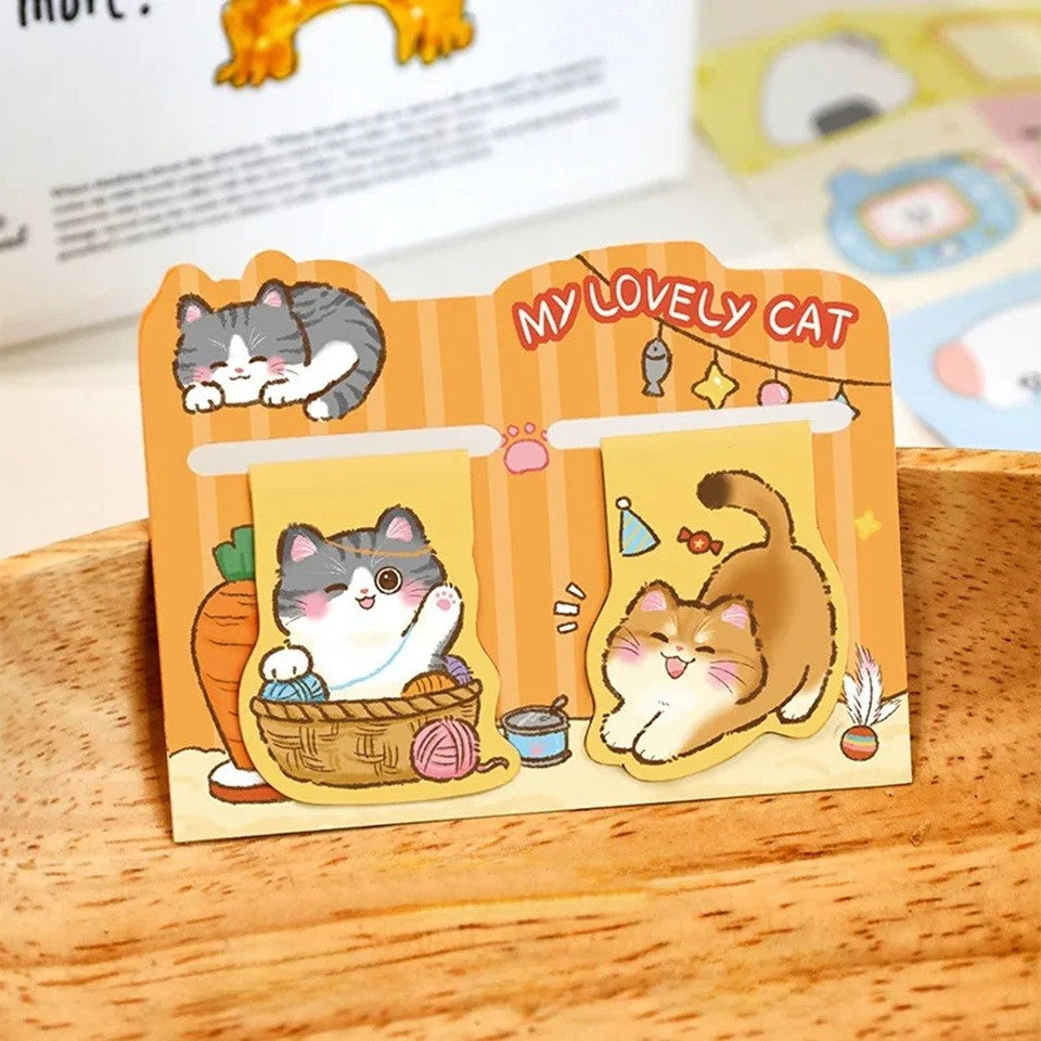 Un lot de 2 marque-pages aimantés en forme de chat gris et roux. Ils sont trop mignons avec leurs expressions adorables.