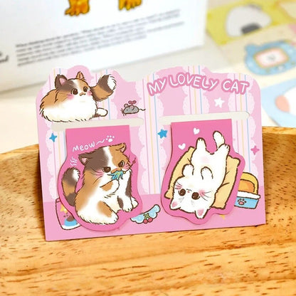 Un lot de 2 marque-pages aimantés en forme de chat rose et calico. Ils sont trop mignons avec leurs expressions adorables.
