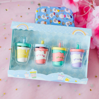 Lot de 4 gommes gobelet kawaii