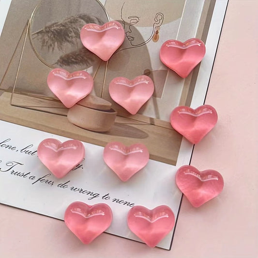 un lot de 4 magnets en acrylique en forme de coeur rose hyper mignon.