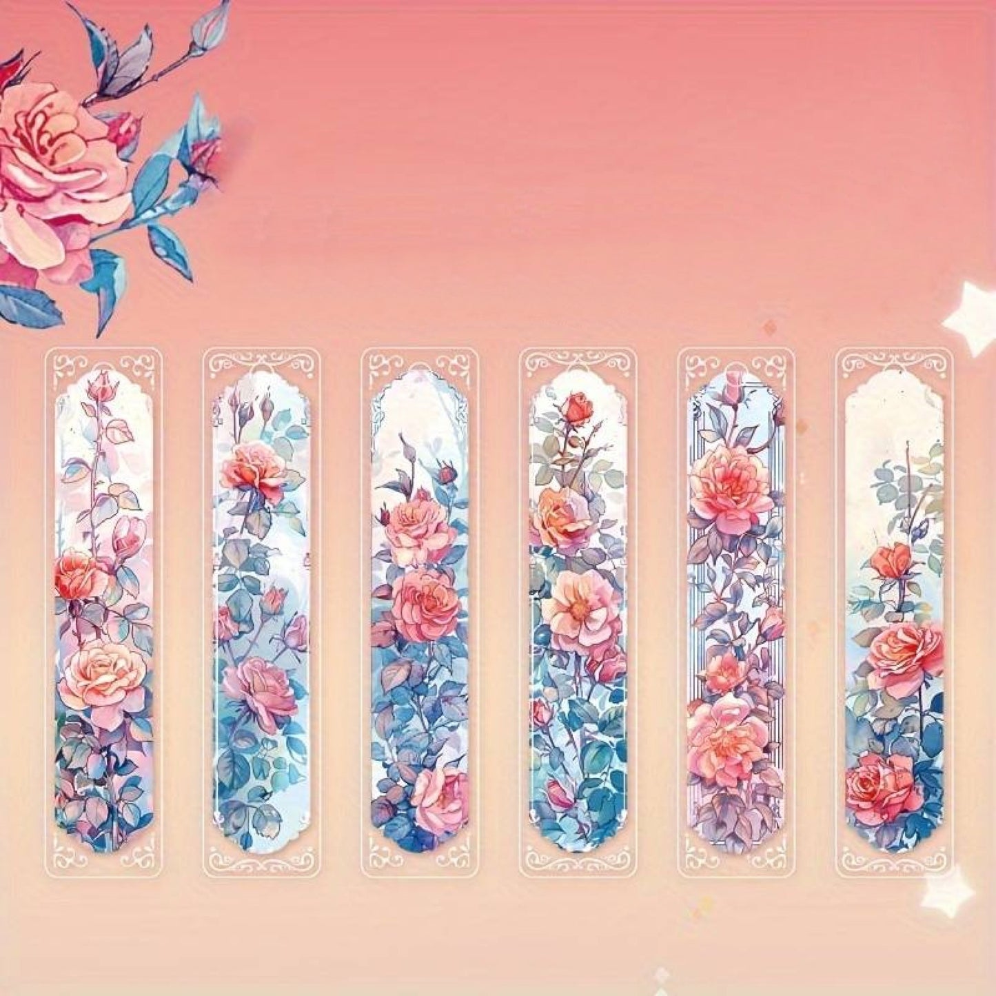 Lot de 2 marque-pages roses vintage