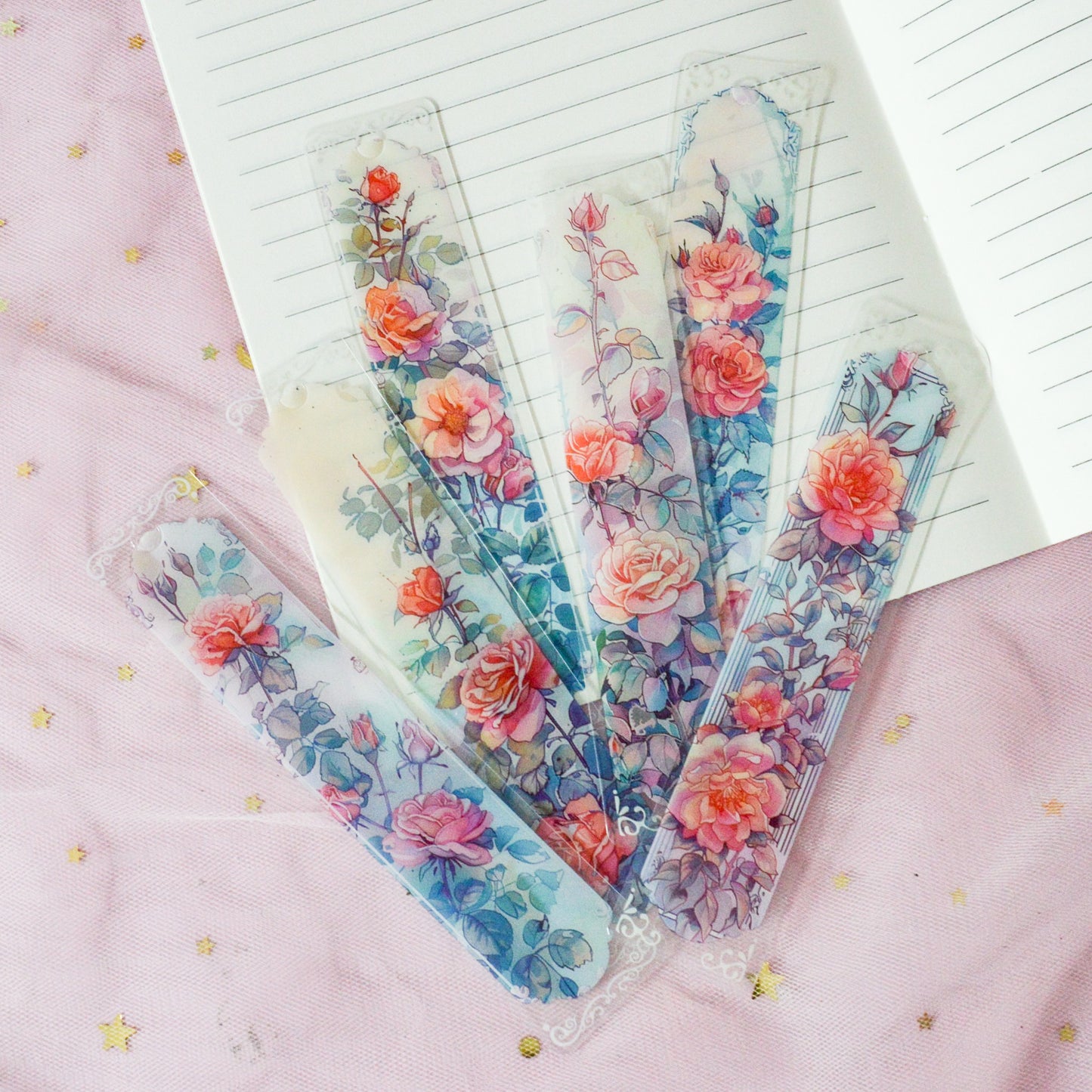 Lot de 2 marque-pages roses vintage