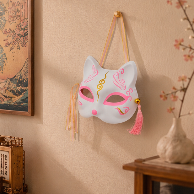 Masque kitsune rose