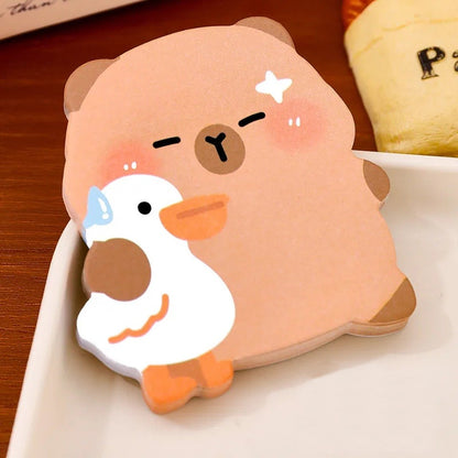 Mémo adhésif capybara kawaii version baguette étoile, 6,5 x 5,5 cm, idéal pour les petits mots 🌟