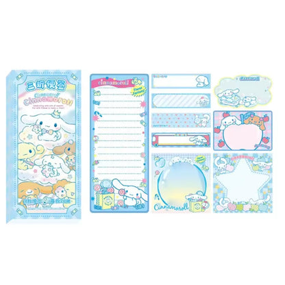 Un set de mémos adhésifs aux couleurs bleu et à l'effigie de Cinnamoroll. Différentes tailles de mémos, ultra pratique pour égayer les notes.
