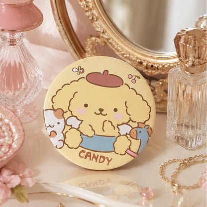 Miroir de poche rond de couleur jaune pastel au design kawaii Pompompurin 🌟