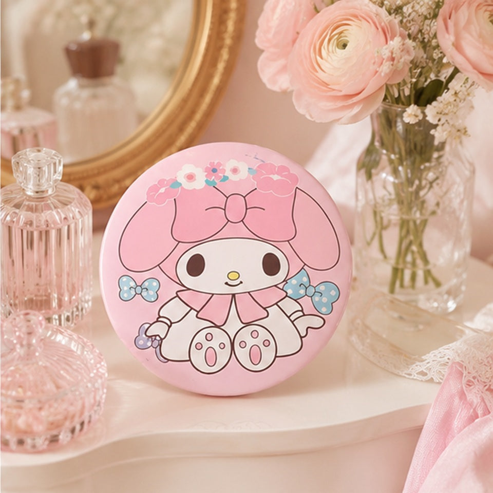 Miroir de poche rond de couleur rose pastel au design kawaii My Melody 🌸