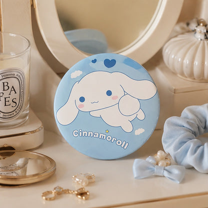 Miroir de poche rond de couleur bleu pastel au design kawaii Cinnamoroll ☁️