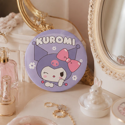 Miroir de poche rond de couleur violet pastel au design kawaii Kuromi 💜
