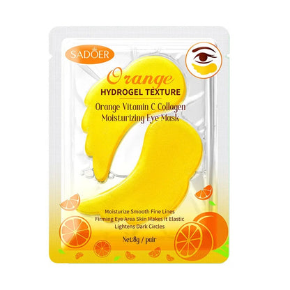 Patchs hydrogel pour les yeux au collagène SADOER, parfum orange, soins contour des yeux hydratants.