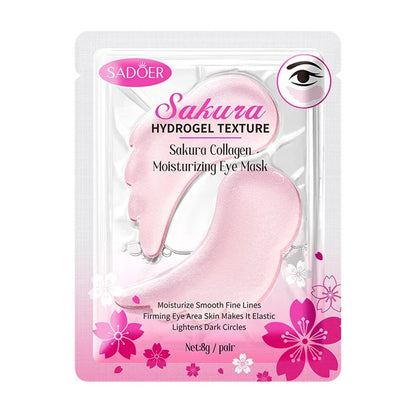 Patchs hydrogel pour les yeux au collagène SADOER, parfum sakura, soins contour des yeux hydratants.