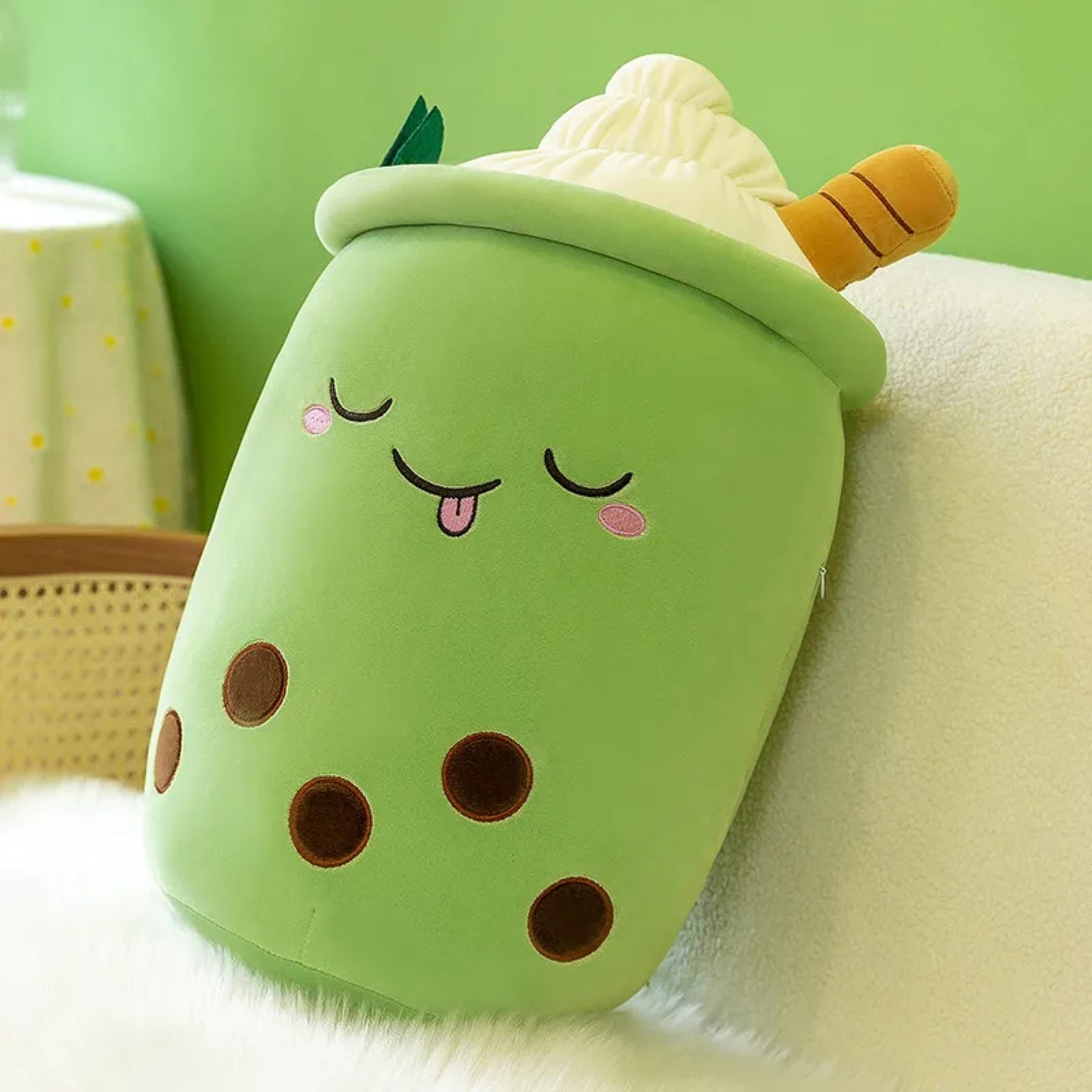 Peluche bubble tea vert glacé