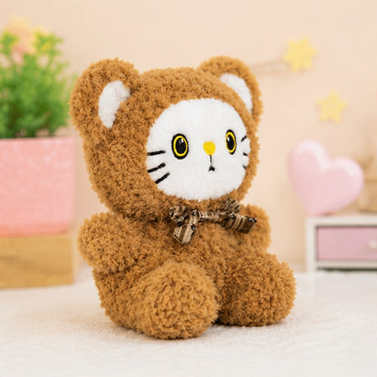 Peluche chat ours kawaii de 20 cm en polyester doux, idéale pour les câlins et la déco cocooning 🐱