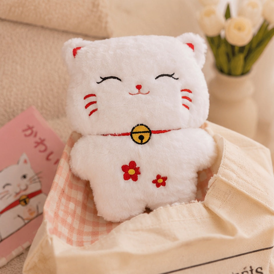Peluche maneki neko kawaii de 20 cm, symbole japonais de chance, parfaite en déco cocooning 🍀