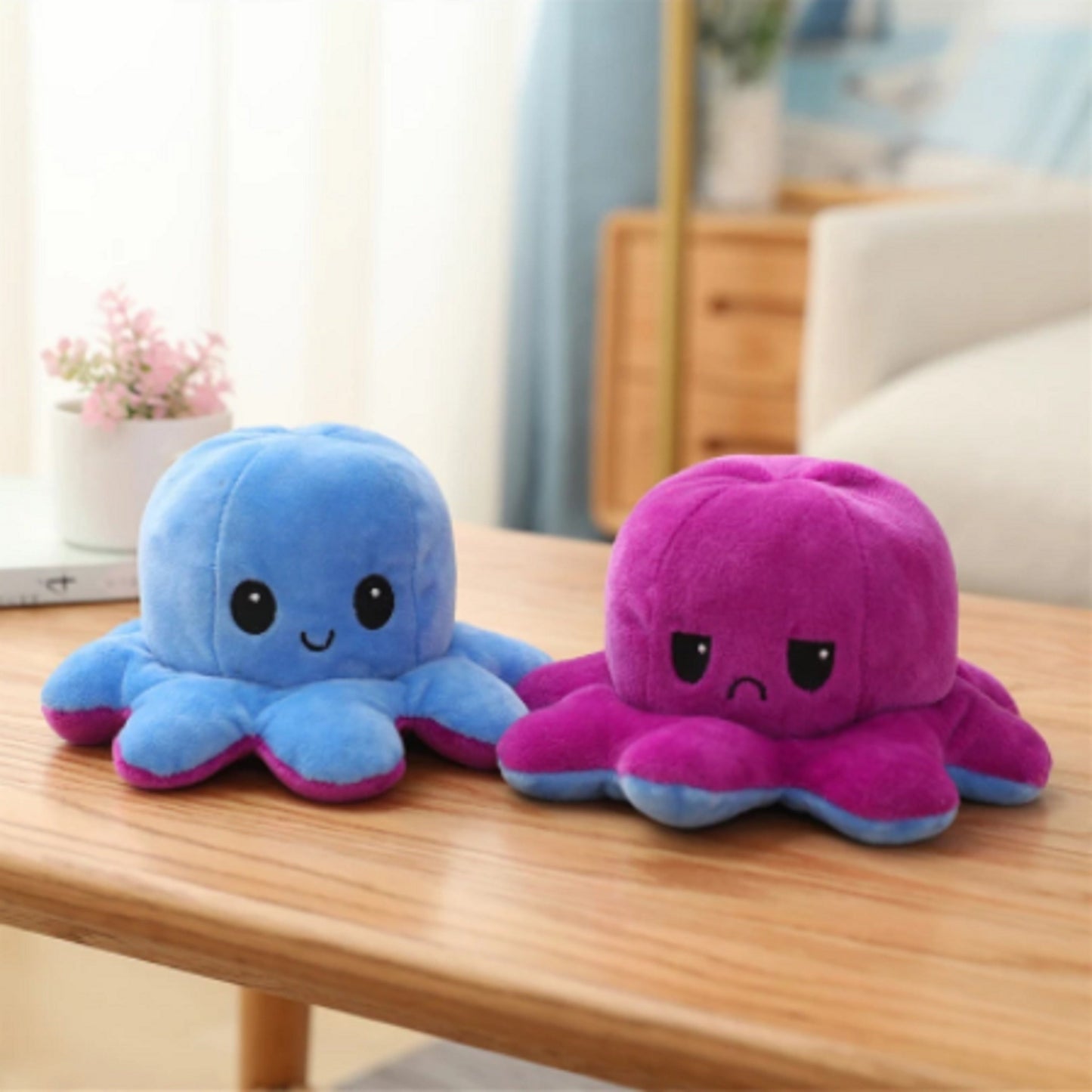 Peluche octopus réversible violet bleu