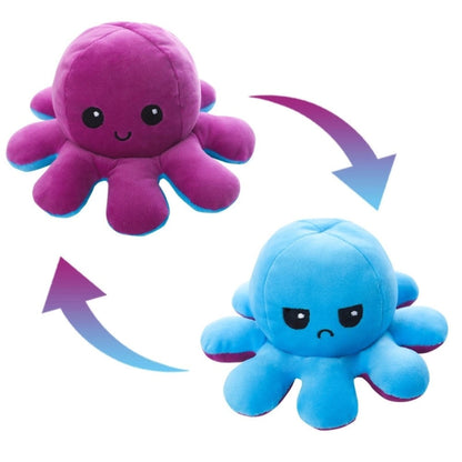 Peluche octopus réversible violet bleu