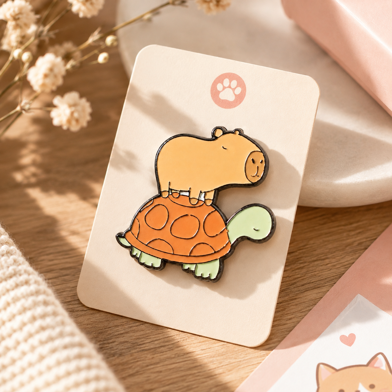 Pin's émail Capybara sur Tortue (PROMO -20%)