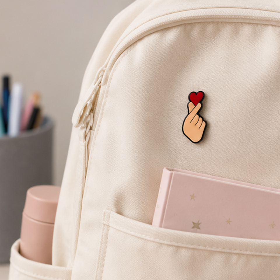 Pin's finger heart – accessoire kawaii idée cadeau Saint-Valentin