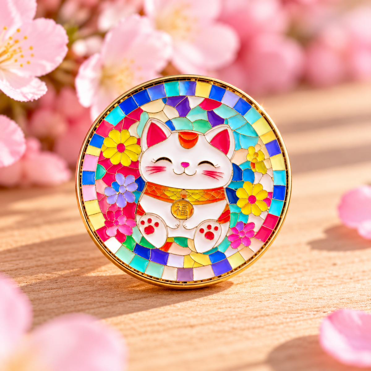 Pin's maneki neko coloré