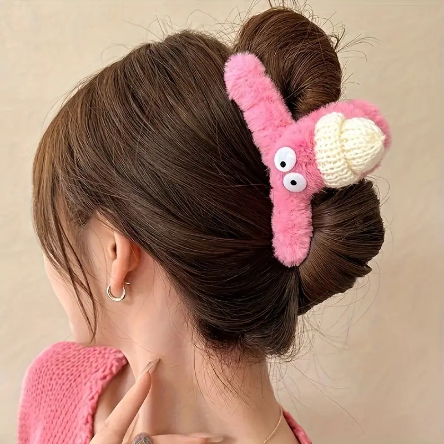 Pince à cheveux kawaii peluchée