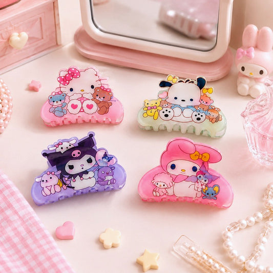 Pinces à cheveux Sanrio kawaii Hello Kitty, Kuromi et My Melody en couleurs pastels adorables 🌸