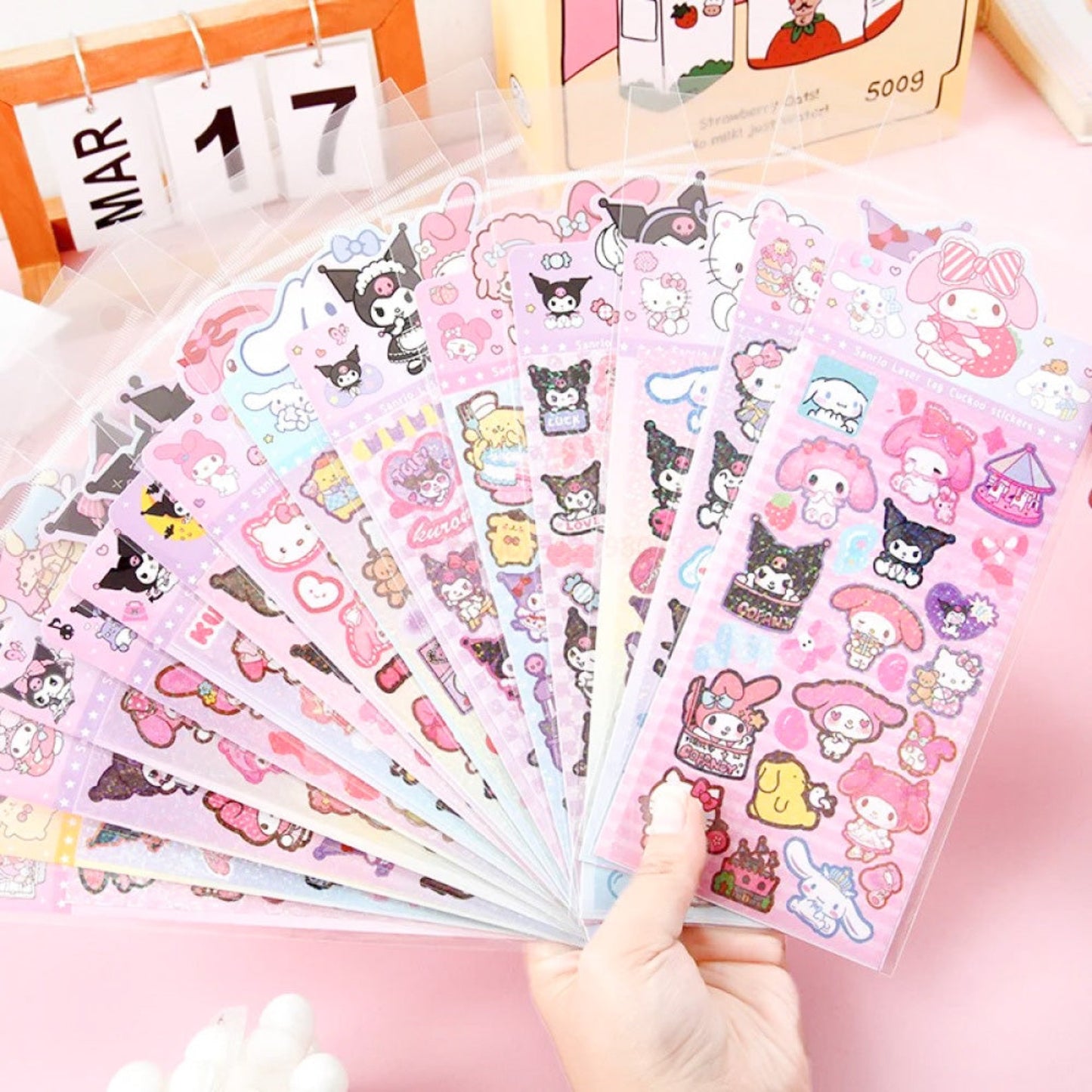 Planche de stickers pailletés Sanrio