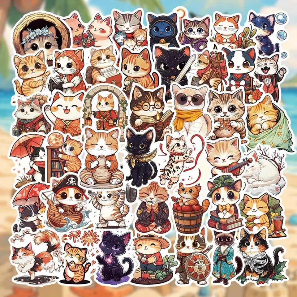 des stickers représentant des chats dans diverses scènes de la vie quotidienne. Ils sont adorables et parfaits pour le scrapbooking.