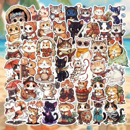 des stickers représentant des chats dans diverses scènes de la vie quotidienne. Ils sont adorables et parfaits pour le scrapbooking.