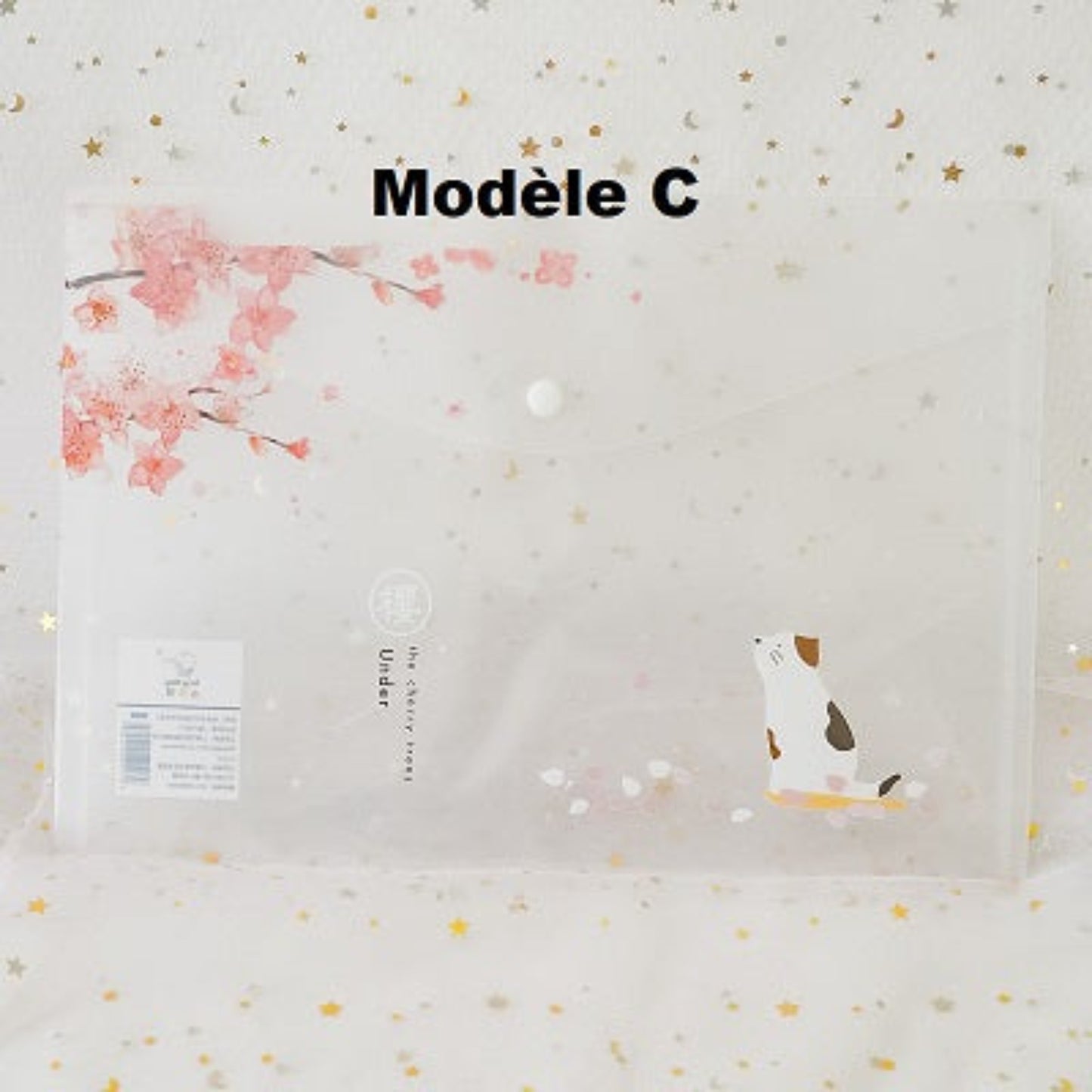 Pochette plastique motif chat et sakura