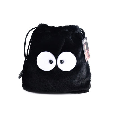 sac pochon noiraude tout doux, inspiré des films Ghibli Mon voisin Totoro et Le voyage de Chihiro. Parfait pour y ranger nécessaire de toilette, maquillage, petits accessoires.