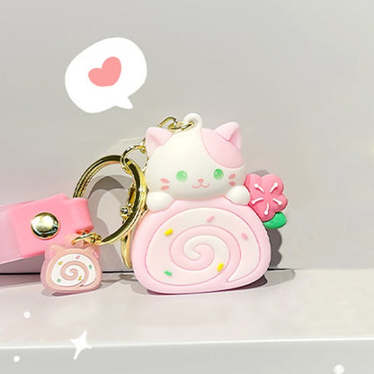 Porte-clés chat gâteau