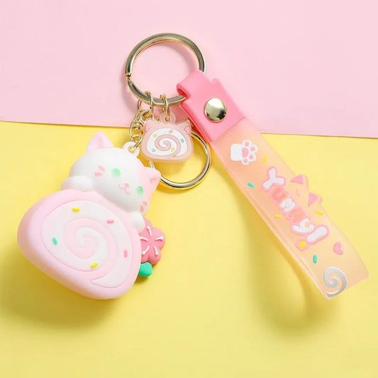 Porte-clés chat gâteau