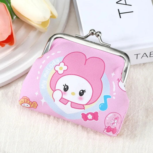 un porte-monnaie rose en tissu illustré My Melody