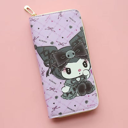 un portefeuille violet illustré de l'adorable Kuromi !