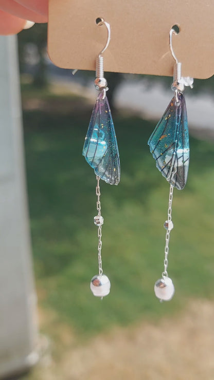 Boucles d'Oreilles Ailes de Fées bleues🧚(PROMO -23%)