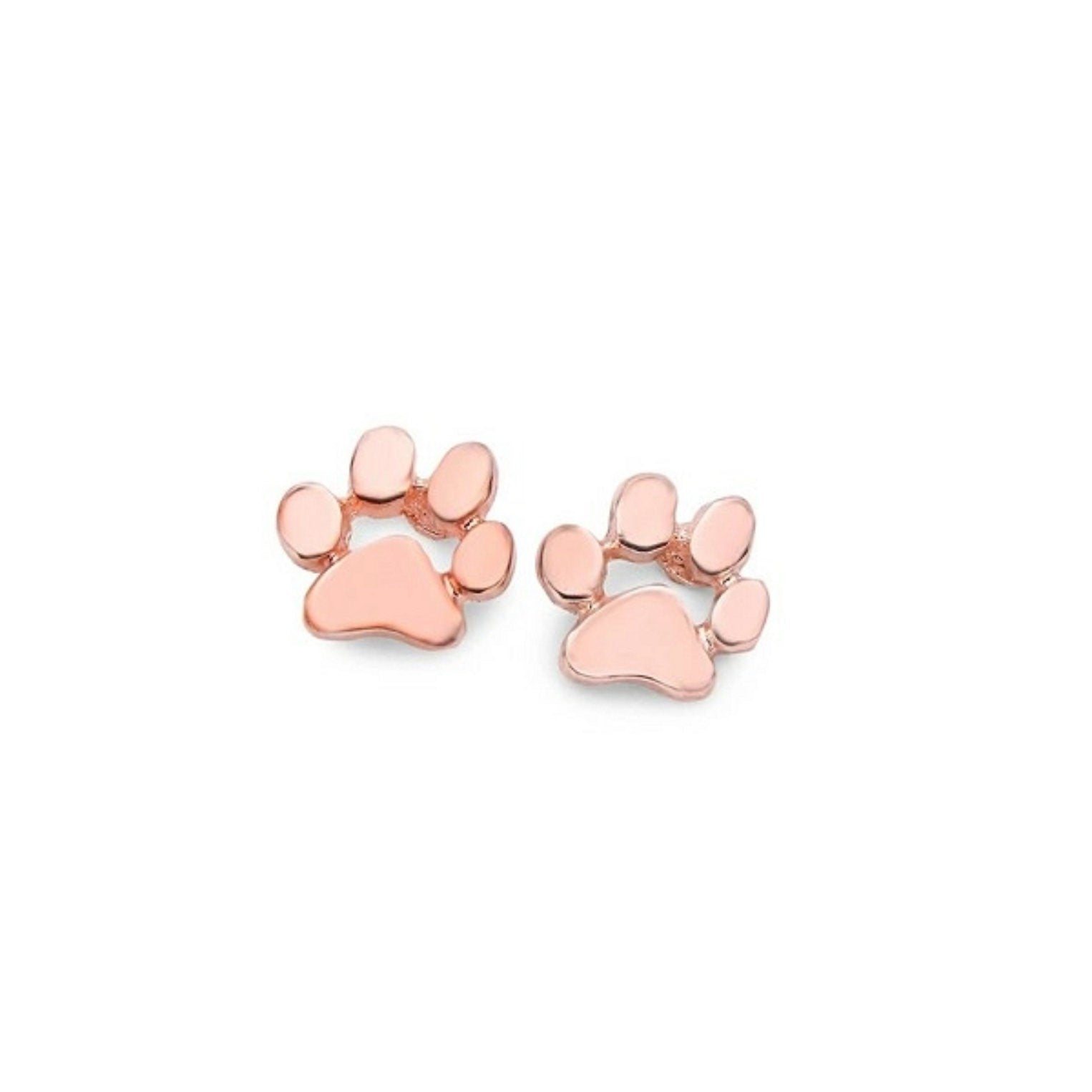 une paire de boucles d'oreilles en forme de pattes d'animaux en coloris rose gold