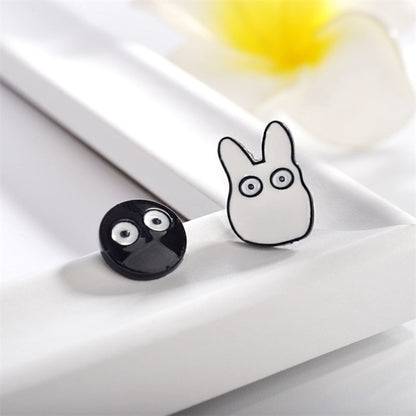 Puces d'oreilles chibi Totoro blanc et noiraude