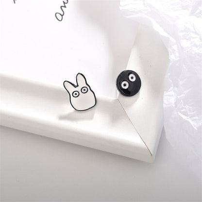 Puces d'oreilles chibi Totoro blanc et noiraude