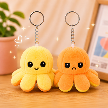 Porte-clés peluche octopus jaune réversible (PROMO -20%)